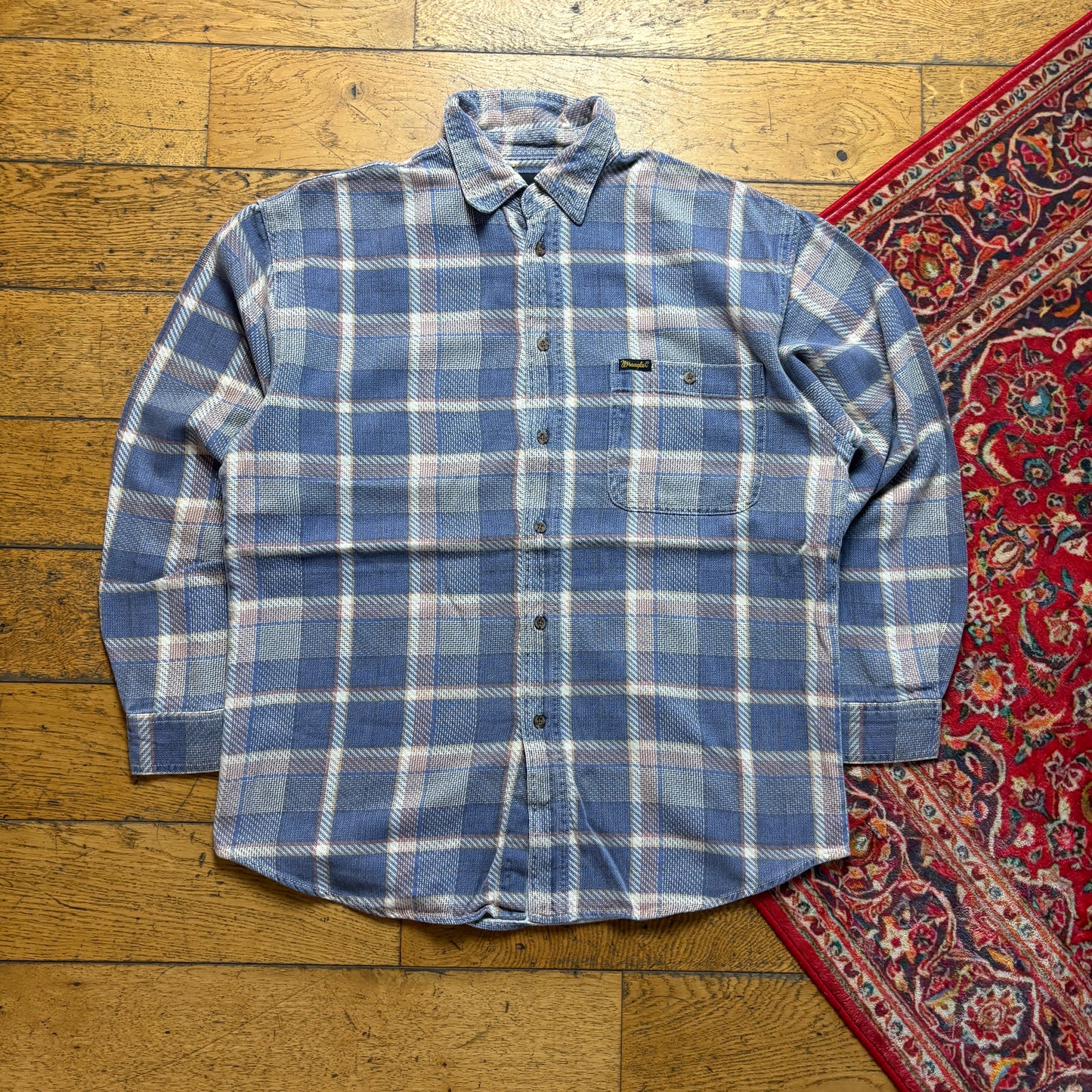 Vintage Wrangler Blue Check Flannel Shirt - L