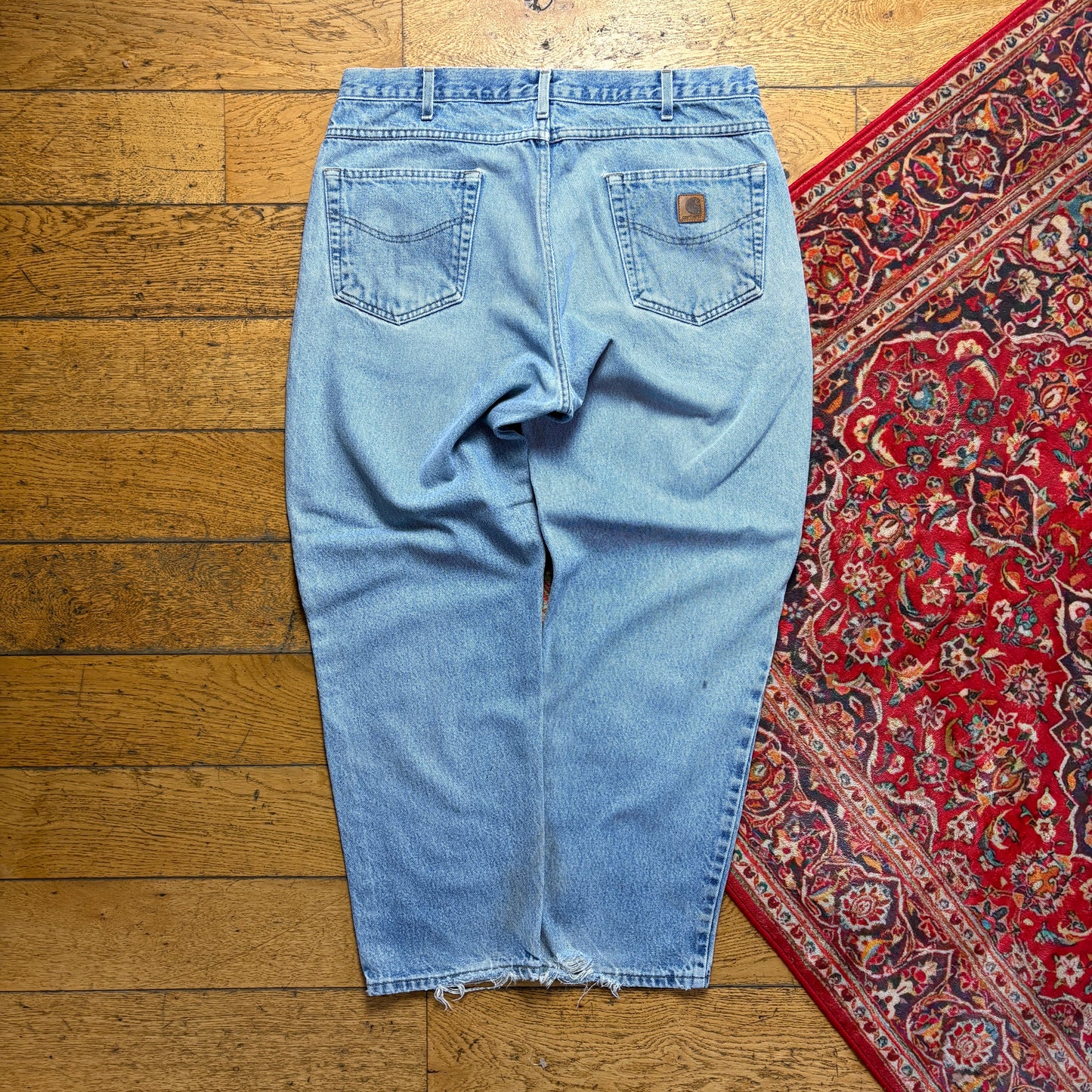 Vintage Carhartt Blue Workwear Carpenter Baggy Tapered Jeans - 40S