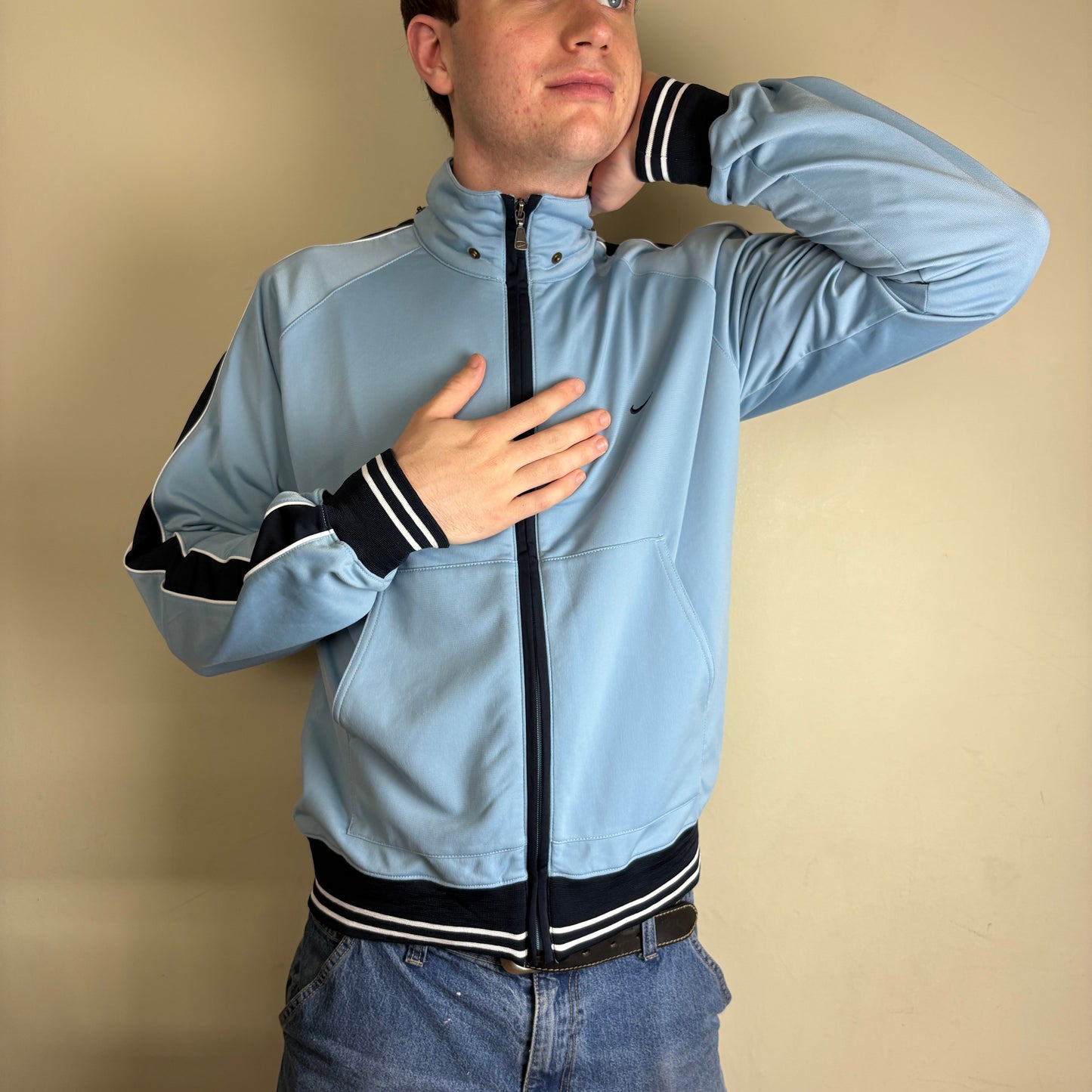 Vintage Nike Y2K Blue Track Jacket - M