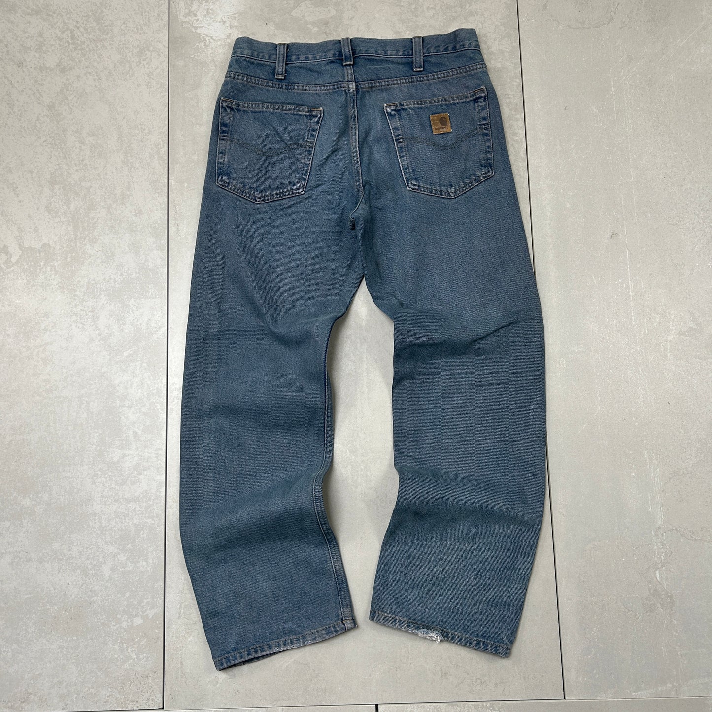 Vintage Carhartt Workwear Carpenter Baggy Blue Jeans - 32