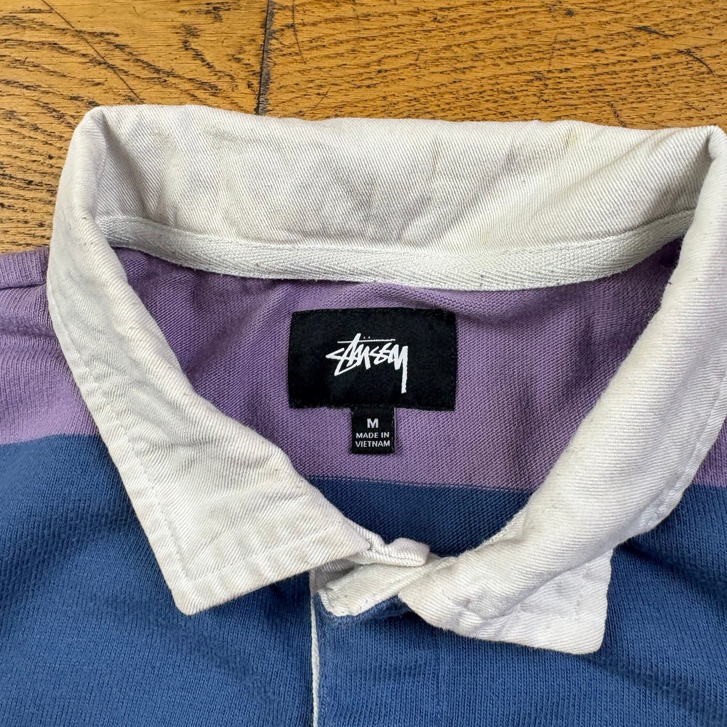 Vintage Stussy Embroidered Purple Blue Rugby Polo Shirt - M