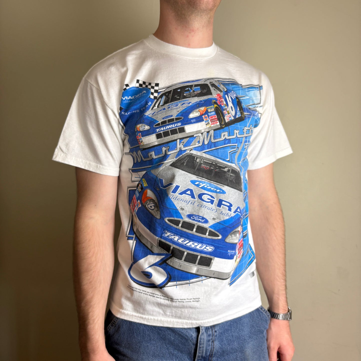 Vintage Nascar Viagra White Graphic T-Shirt - S