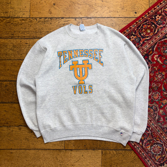 Vintage 90s Russell Athletic Grey College Boxy Sweatshirt - L