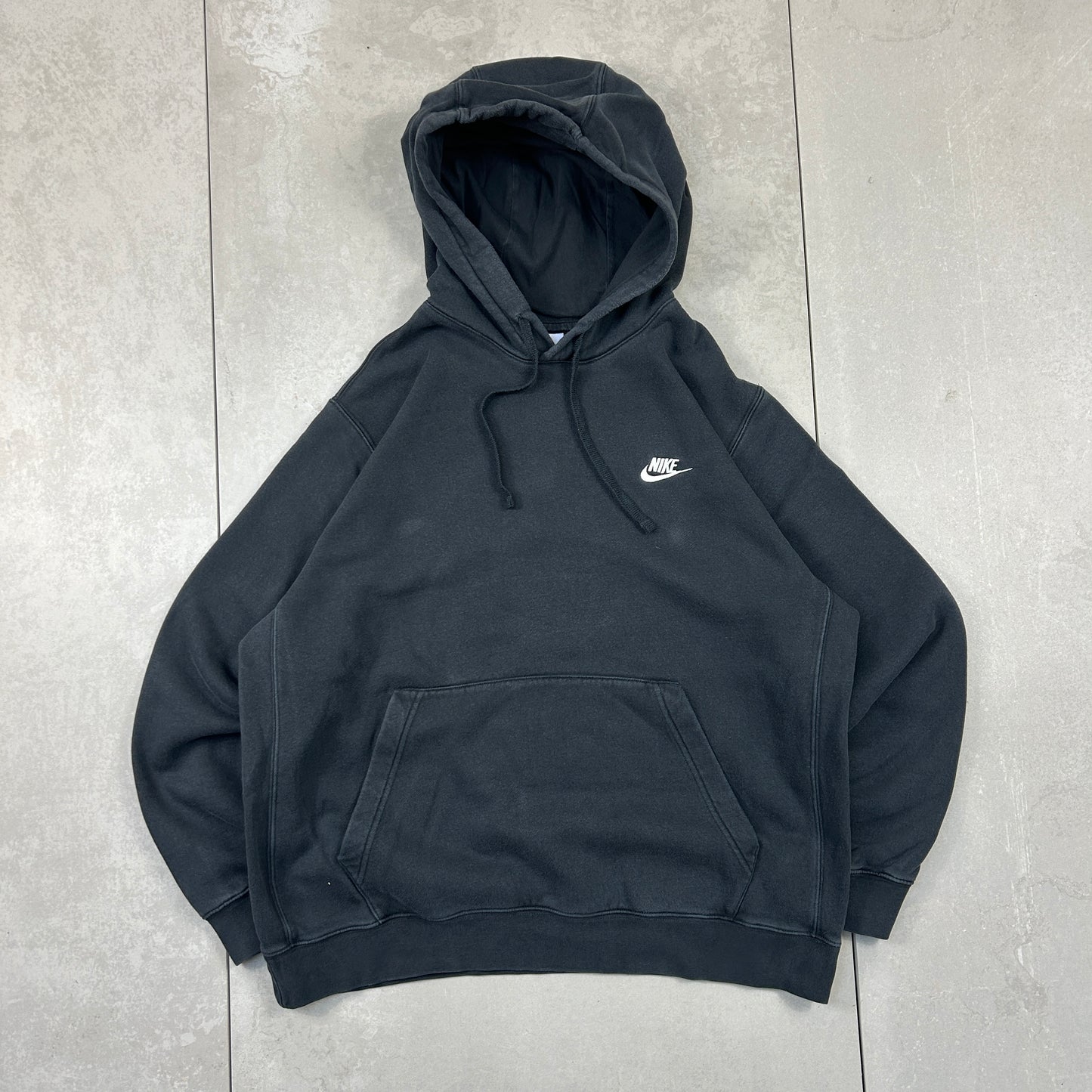 Vintage 00s Nike Swoosh Black Embroidered Hoodie Sweatshirt - L