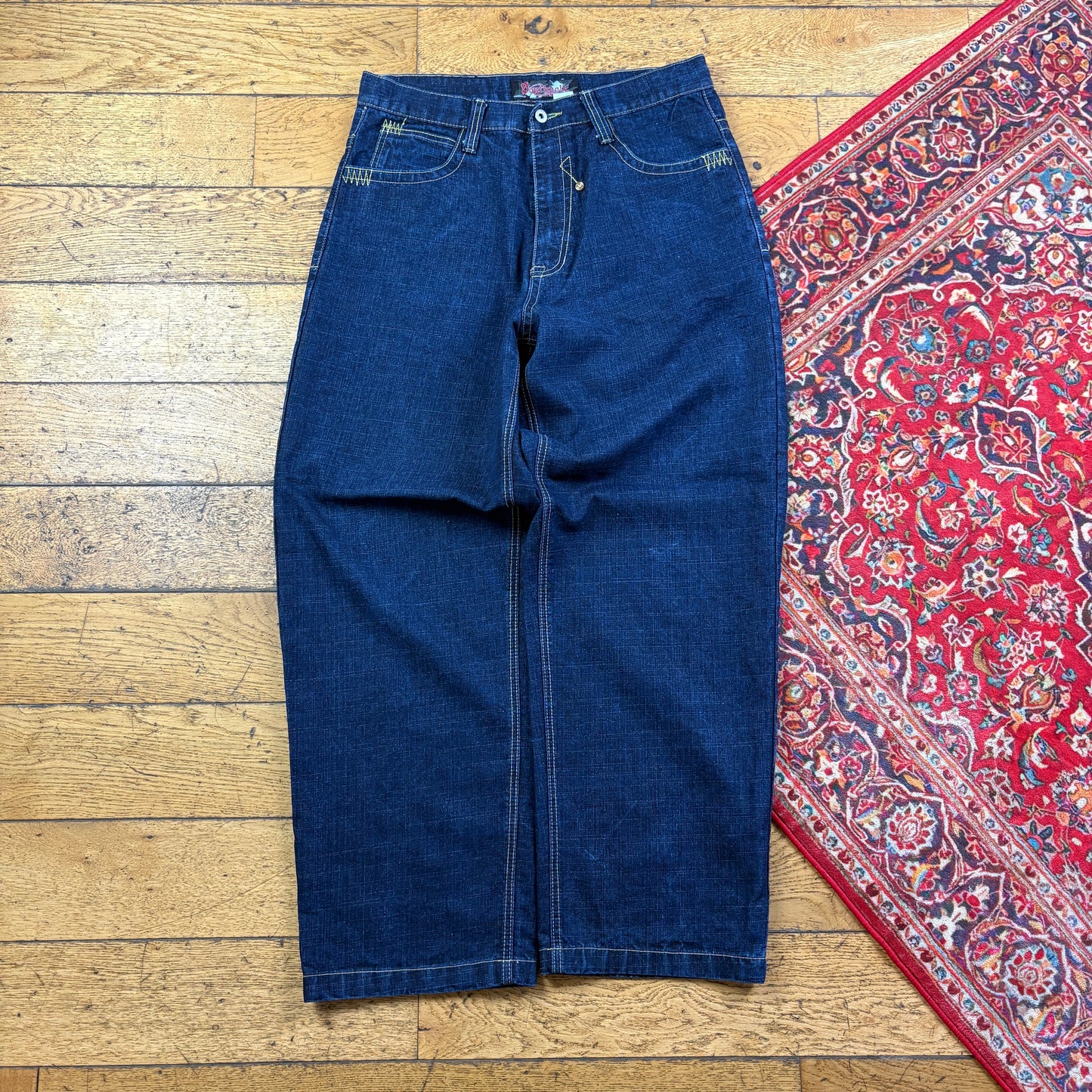 Vintage Southpole Blue Embroidered Y2K Hip Hop Baggy Jeans - 34