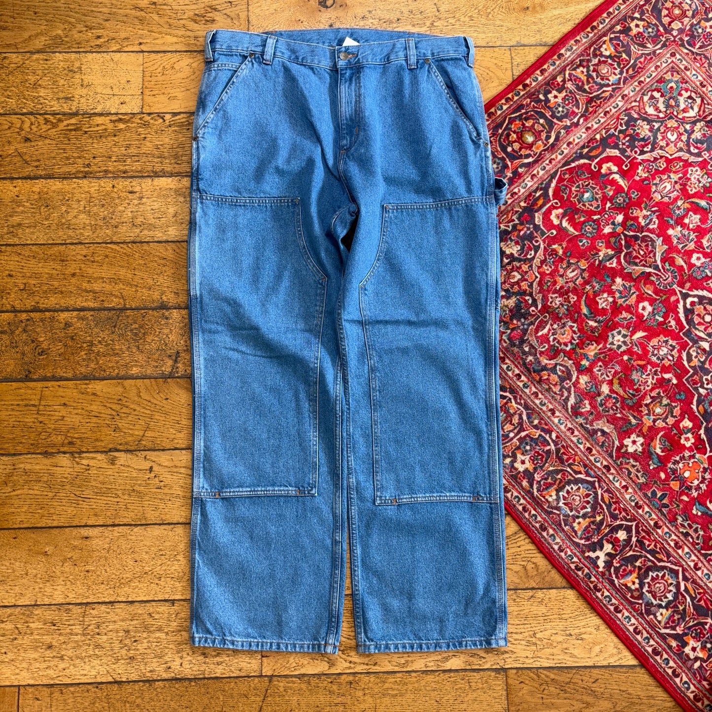New Carhartt Double Knee Carpenter Baggy Blue Jeans - 38R