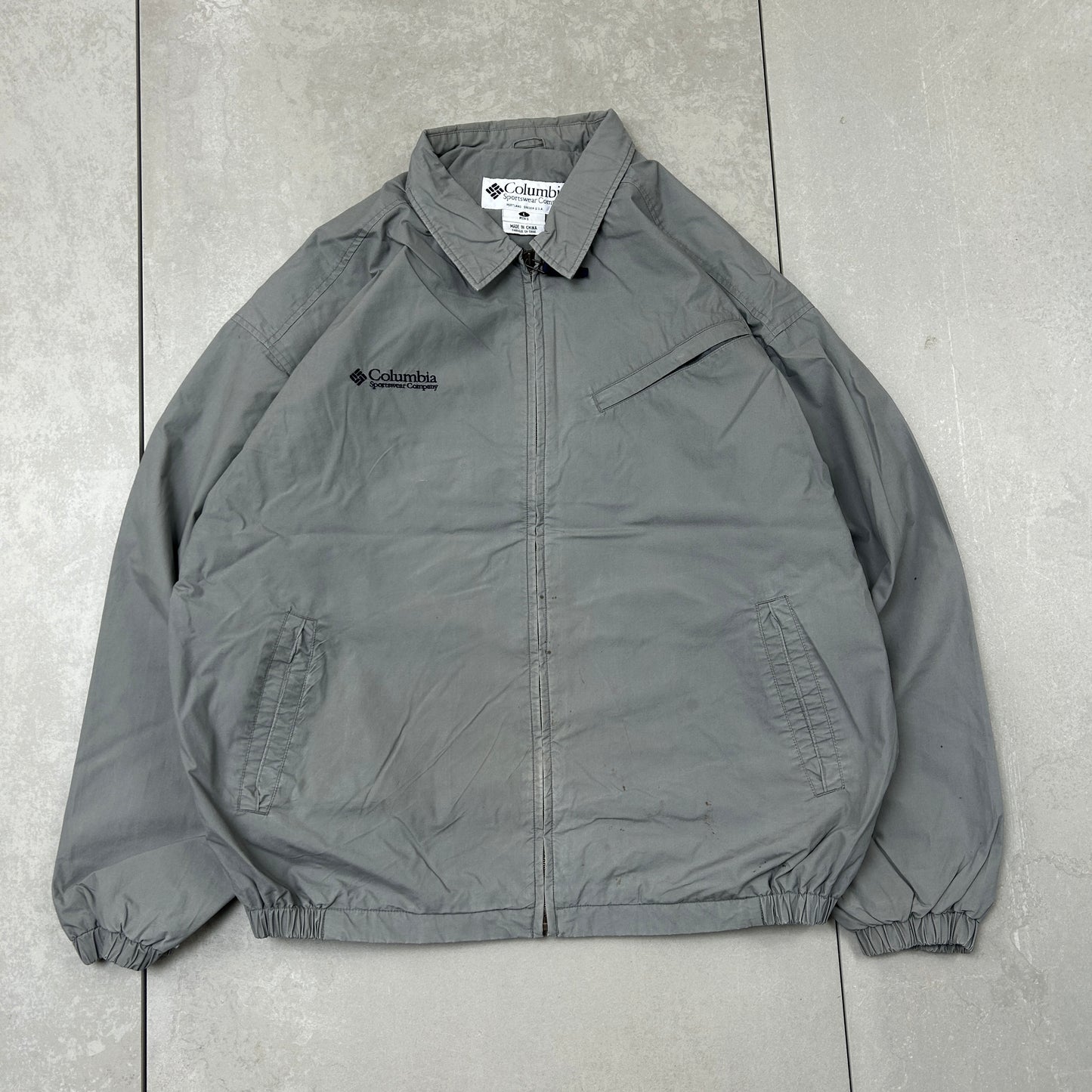 Vintage Columbia Embroidered Grey Harrington Detroit Workwear Jacket - L