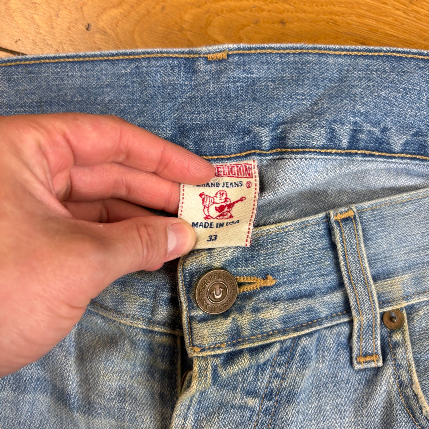 Vintage True Religion Blue Embroidered Y2K Shorts Jorts - 36