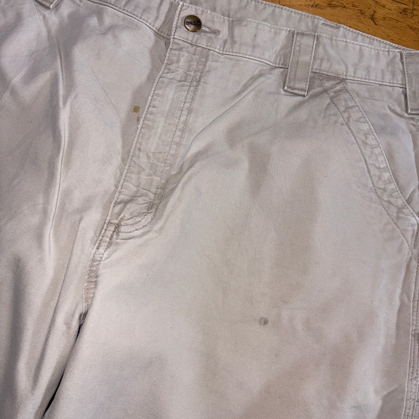 Vintage Carhartt Cream Workwear Baggy Carpenter Shorts - 38