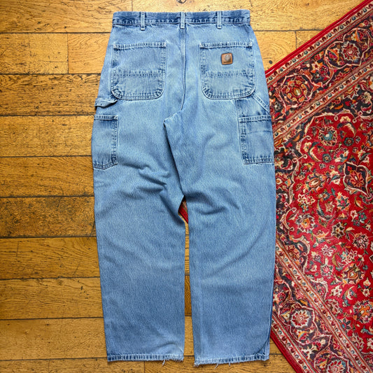 Vintage Carhartt Workwear Carpenter Baggy Blue Jeans - 34R