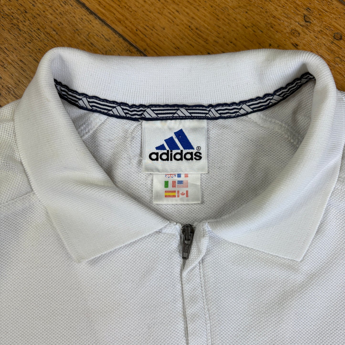 Vintage 90s Adidas White Embroidered Polo Shirt - XL