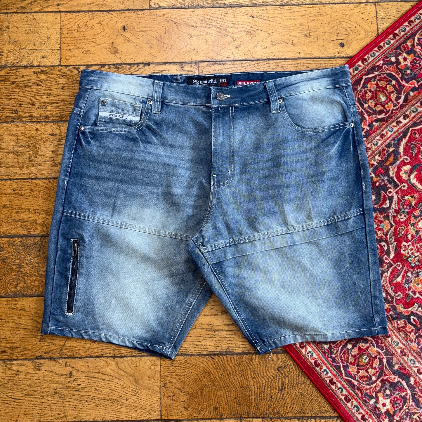 Vintage Ecko Unltd Blue Embroidered Y2K Hip Hop Baggy Jeans Shorts Jorts - 46