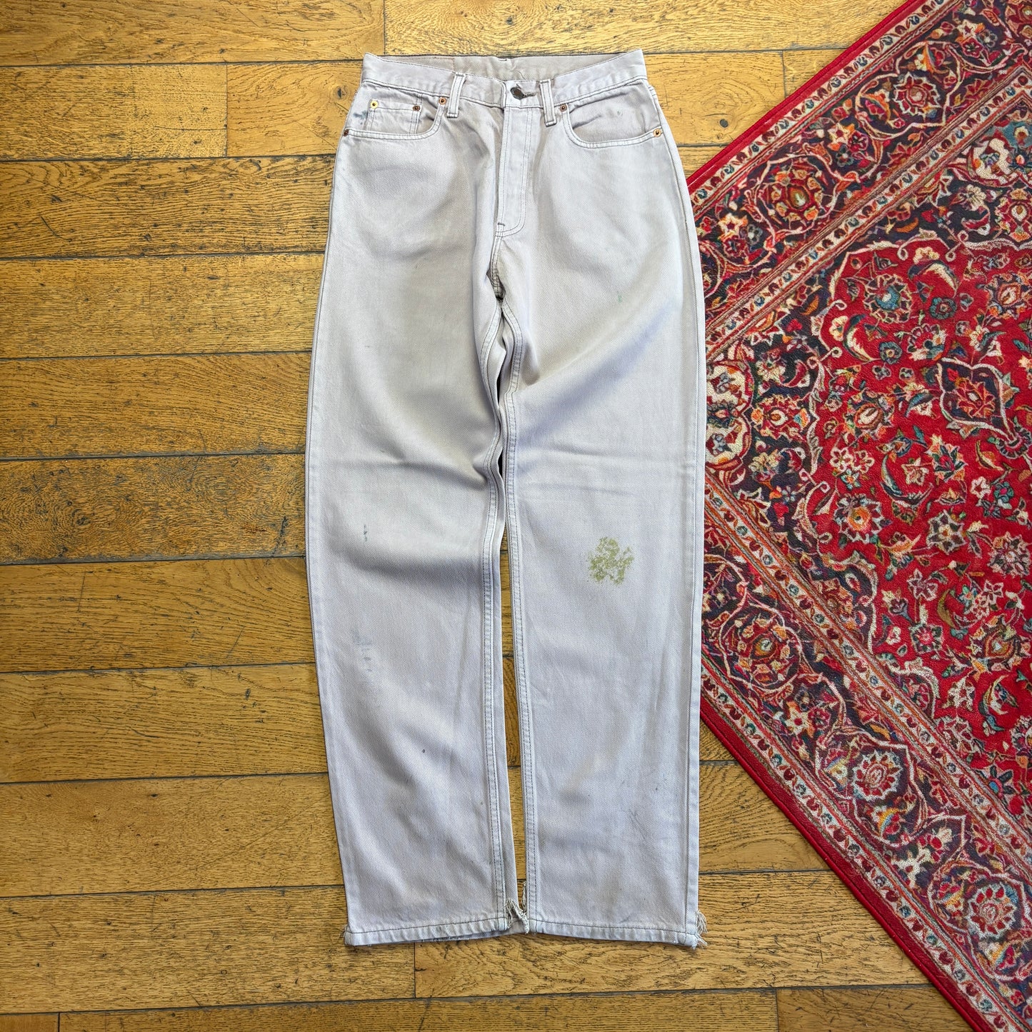 Vintage Levis 618 Orange Tab Straight Cream Denim Jeans - 28R