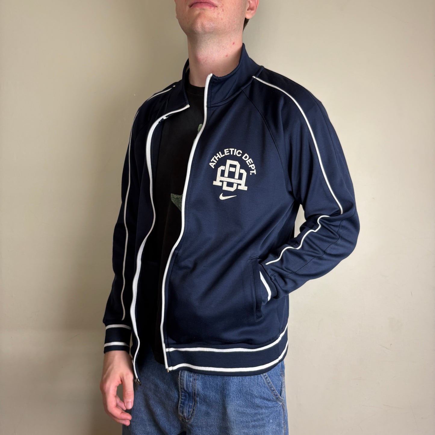 Vintage Nike y2k Swoosh Navy Track Jacket - L