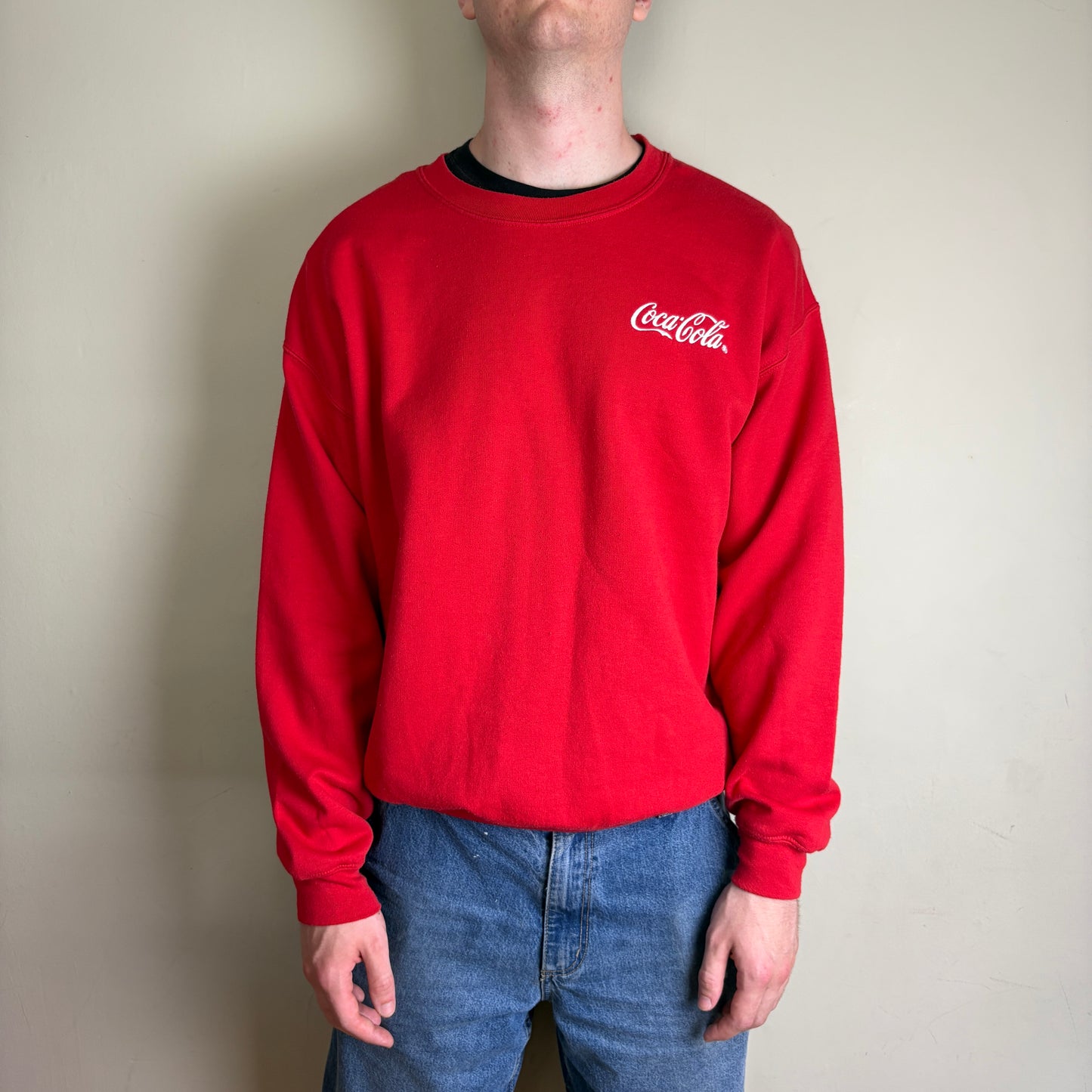 Vintage 90s Coca Cola Coke Red Embroidered Sweatshirt - XL