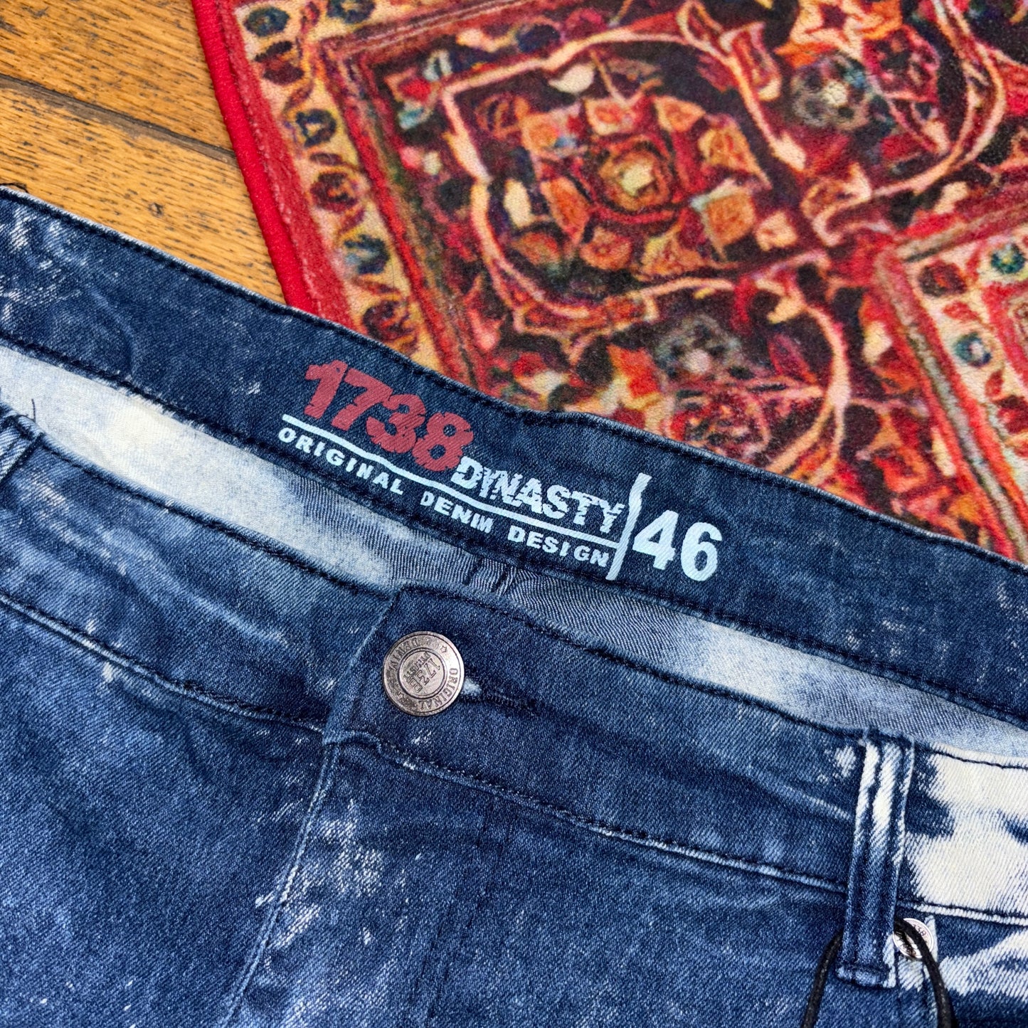 Vintage Bleached Grunge Moto Blue Y2K Hip Hop Baggy Jeans - 48R