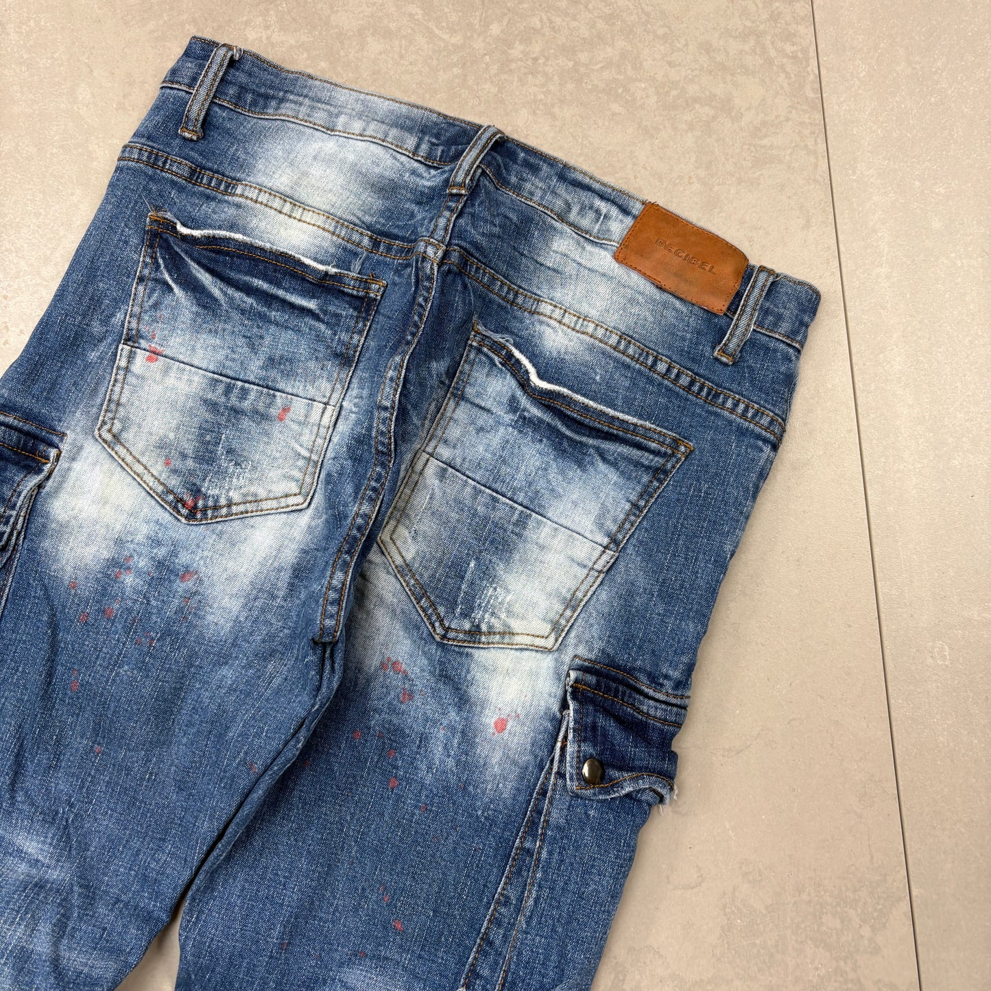 Vintage Blue Hip Hop Cargo Jeans - 34