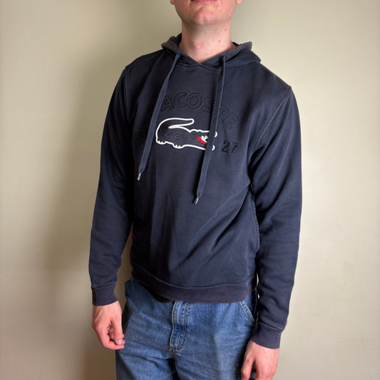 Vintage Lacoste Embroidered Navy Hoodie Sweatshirt - S