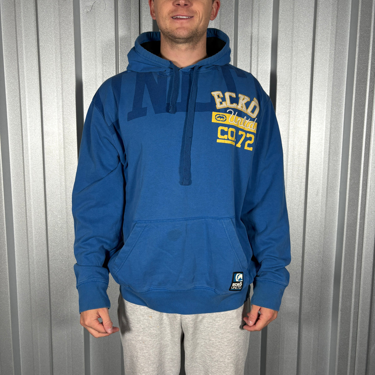 Ecko Unltd Blue Hip Hop Y2K Hoodie Sweatshirt - L