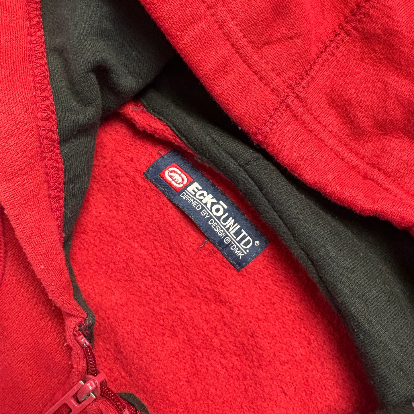 Vintage Ecko Unltd Red Hip Hop Zip Hoodie Embroidered Sweatshirt - 3XL