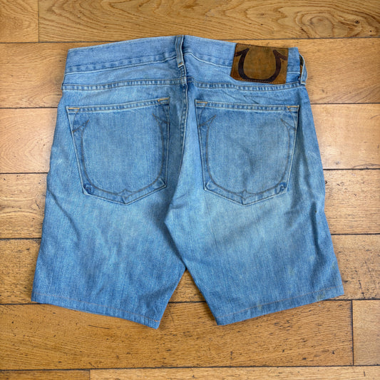 Vintage True Religion Blue Embroidered Y2K Shorts Jorts - 36