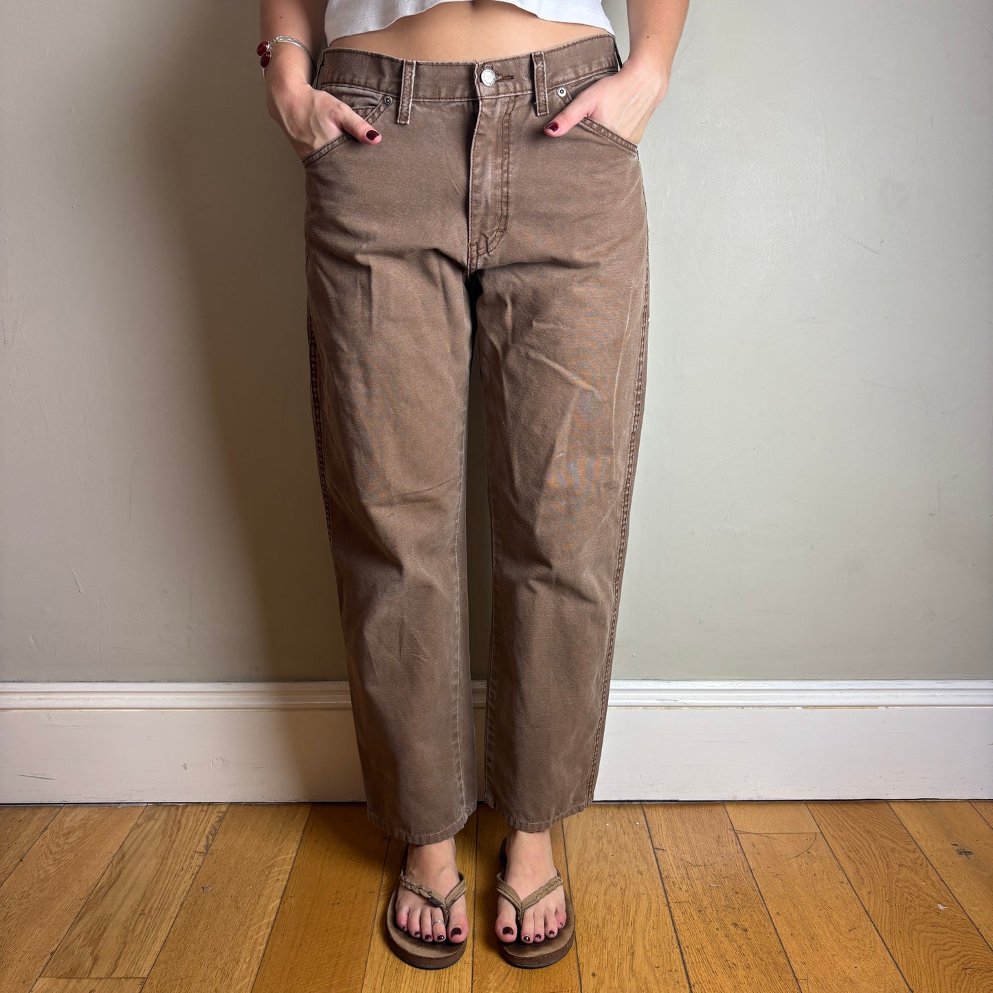 Vintage Dickies Brown Workwear Carpenter Baggy Trousers - 32S