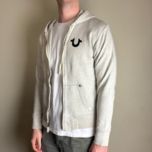 Vintage True Religion Grey Zip Hoodie Sweatshirt - S